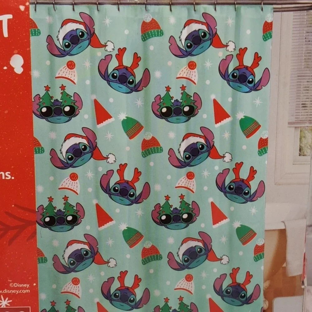 Disney Lilo & Stitch 13-piece Christmas-themed Shower Curtain set